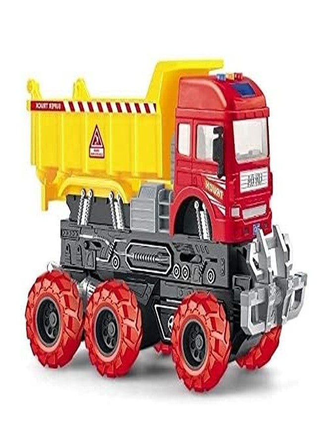 Babelly Heavy Deformation Unbreakable Friction Powered Construction Truck 6x6 Wheel Dumper Truck Toys Sound and Light Effect Toy for 3+ Years Old Boys Girls - Image 1